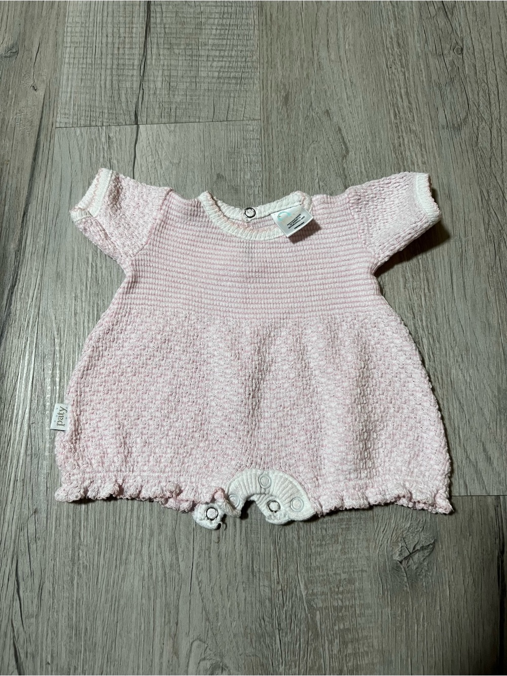 Knit Baby One-Piece Romper in Pale Pink
